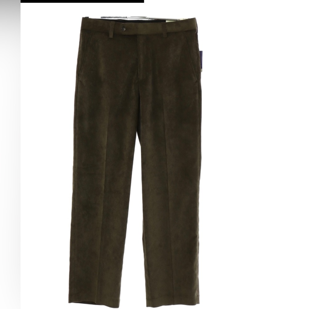Alan Flusser men’s olive green corduroy pants,‎ size 38/30 straight leg flat